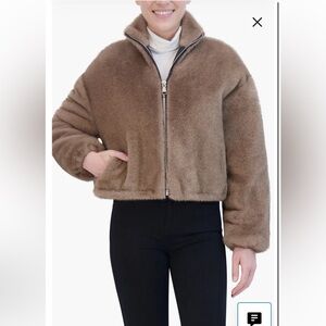 NWT Rebecca Minkoff Faux Fur Crop Jacket Size L
